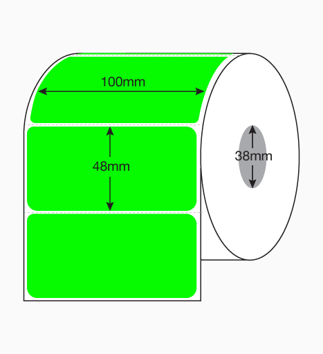 Blank Fluoro Labels 100mm x 48mm – 1,000 Per Roll