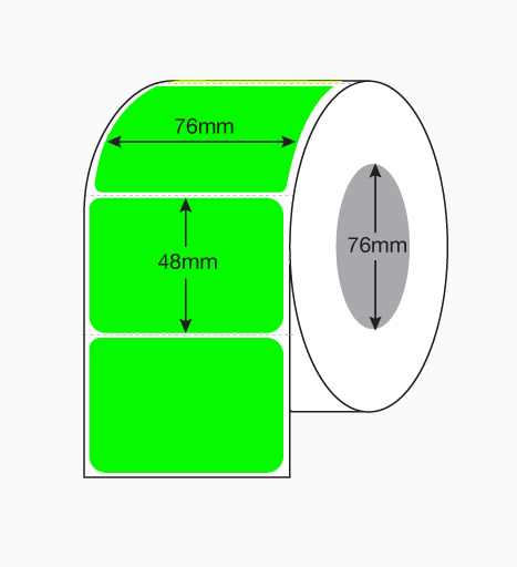Blank Fluoro Labels 76mm x 48mm – 2,000 Per Roll