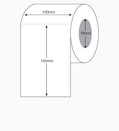 Blank 100mm x 150mm TOP COATED Thermal Direct Labels: 1000 per roll