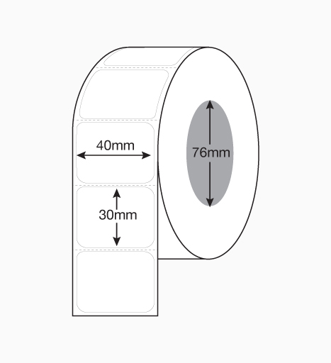 White Blank Labels 40mm x 30mm – 2,000 Per Roll